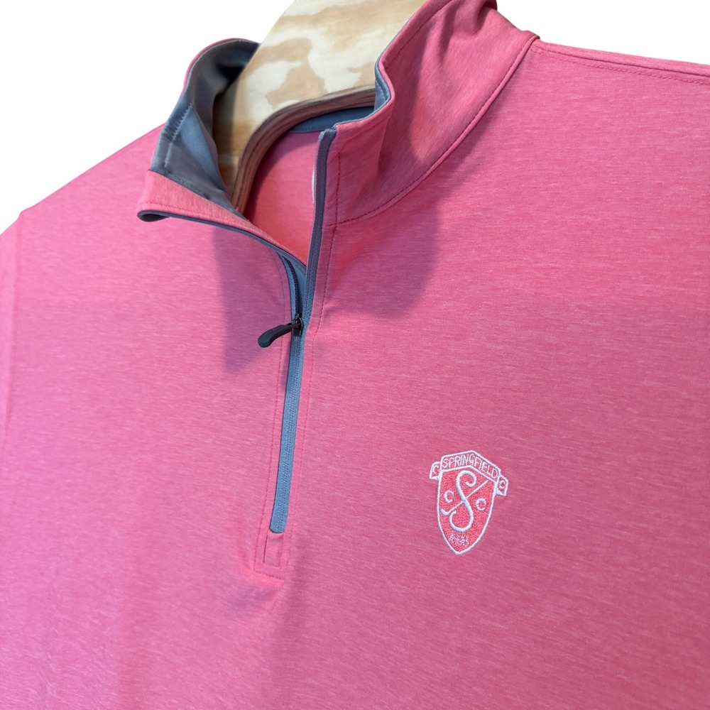 Straight Down 1/4 Zip Pullover XL Pink Springfield CC UPF 50 Golf Performance